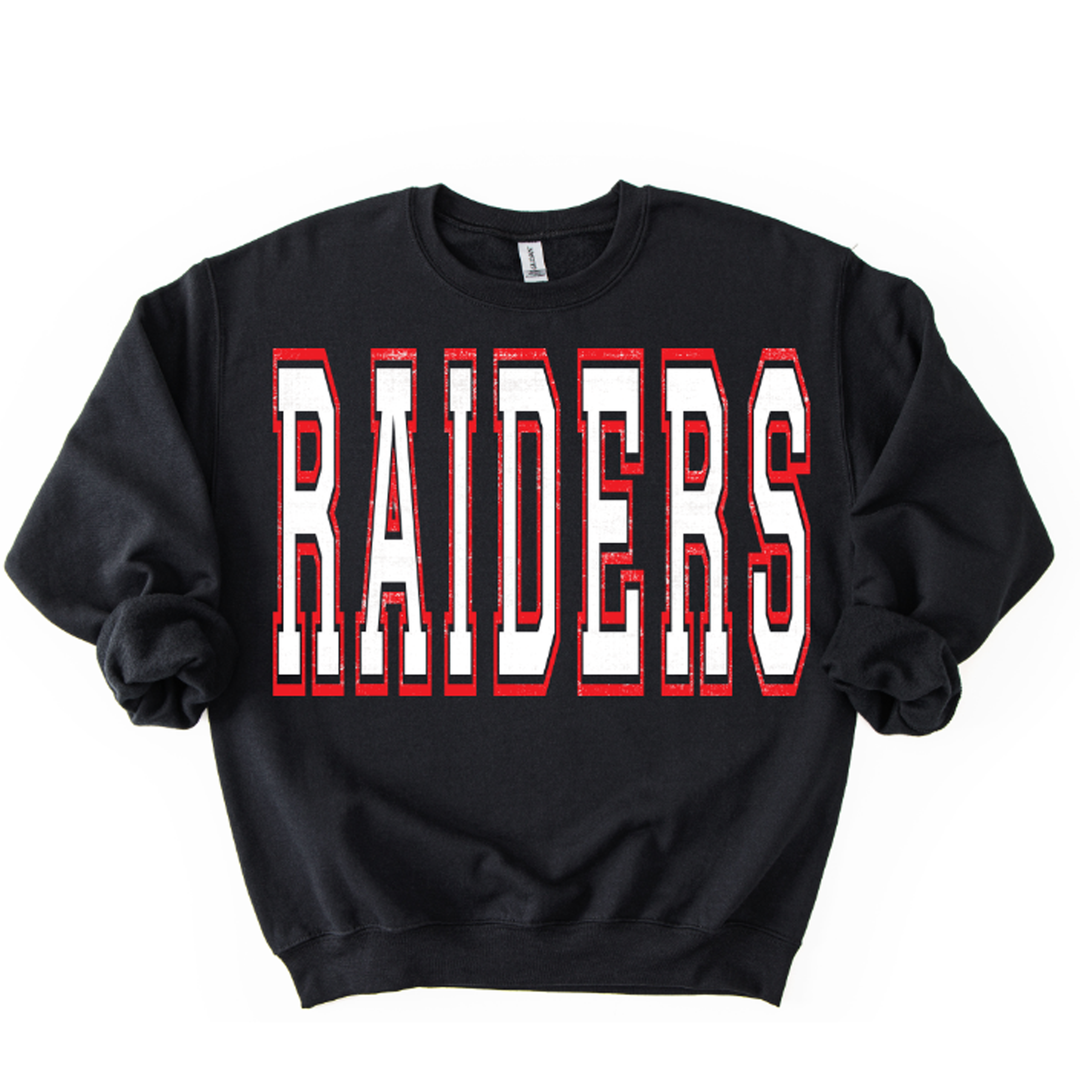 Raiders White and Red Grunge Mascot – DTF Transfer