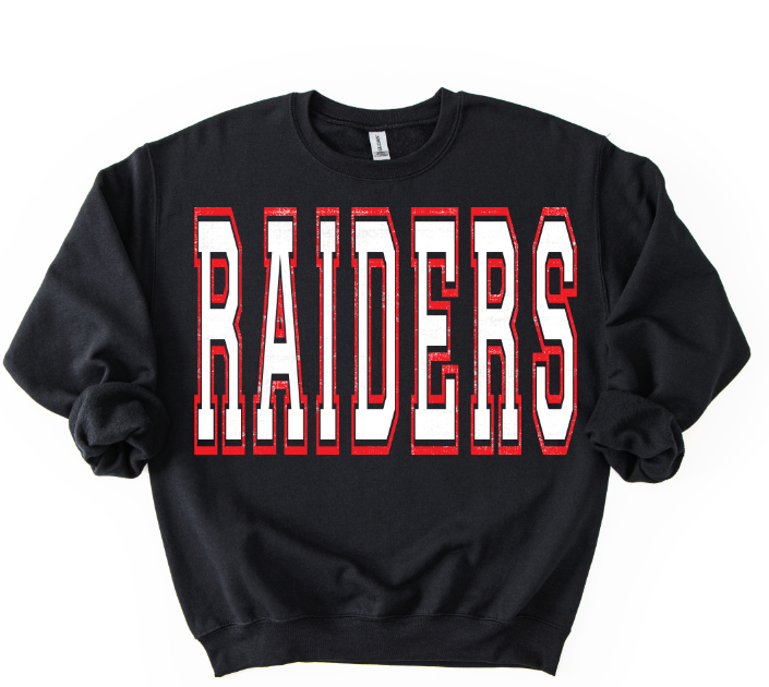 Raiders White and Red Grunge Mascot DTF transfer design – image 1