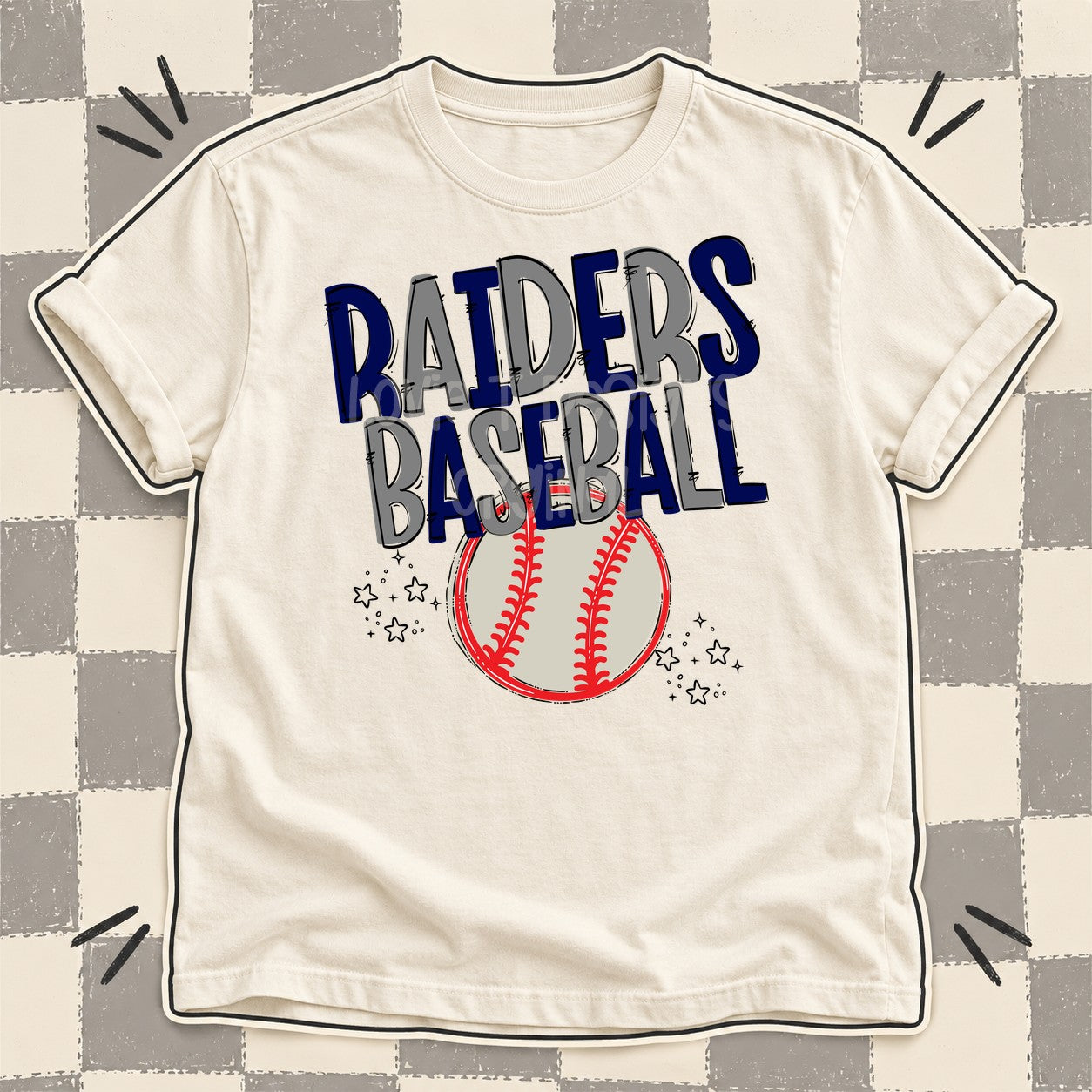 Team Go Baseball Mascots Raiders Navy Gray design
