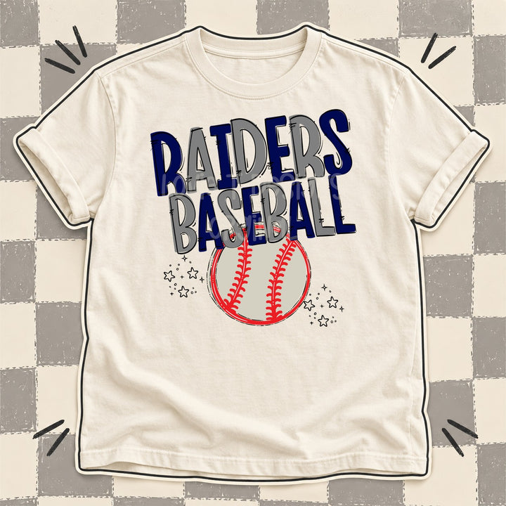 Raiders Navy Gray Team Go Baseball Mascots DTF transfer mockup