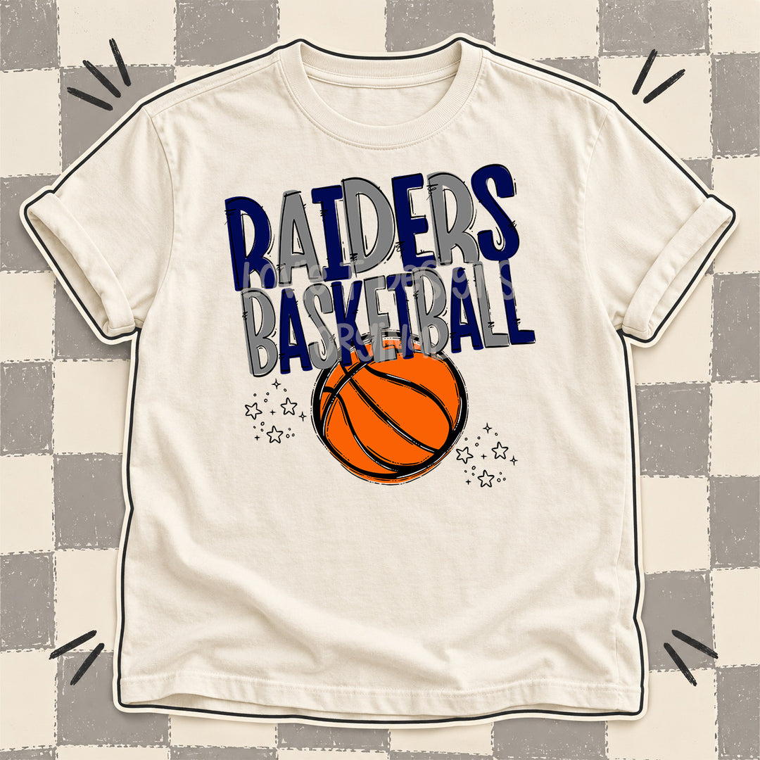 Raiders Navy Gray Team Go Basketball Mascots DTF transfer