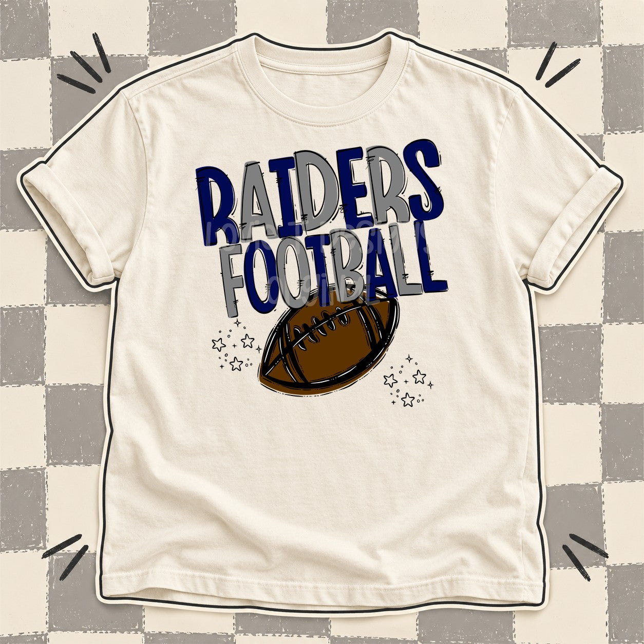 Team Go Football Mascots Raiders Navy Gray design