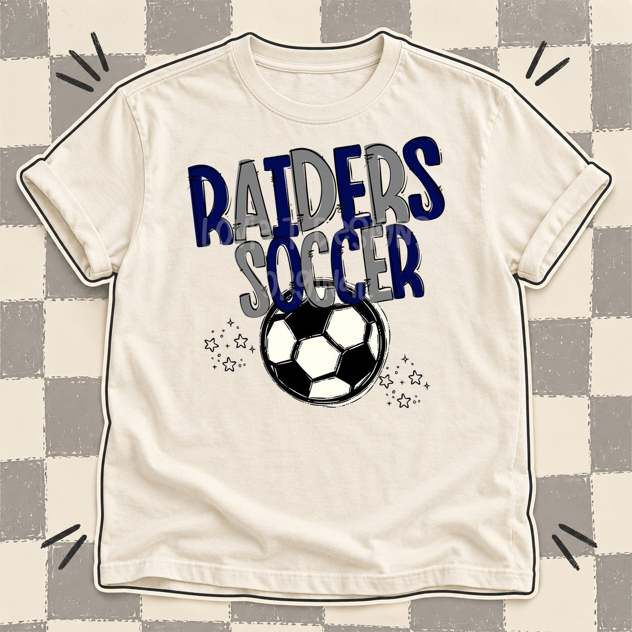 Team Go Soccer Mascots Raiders Navy Gray design