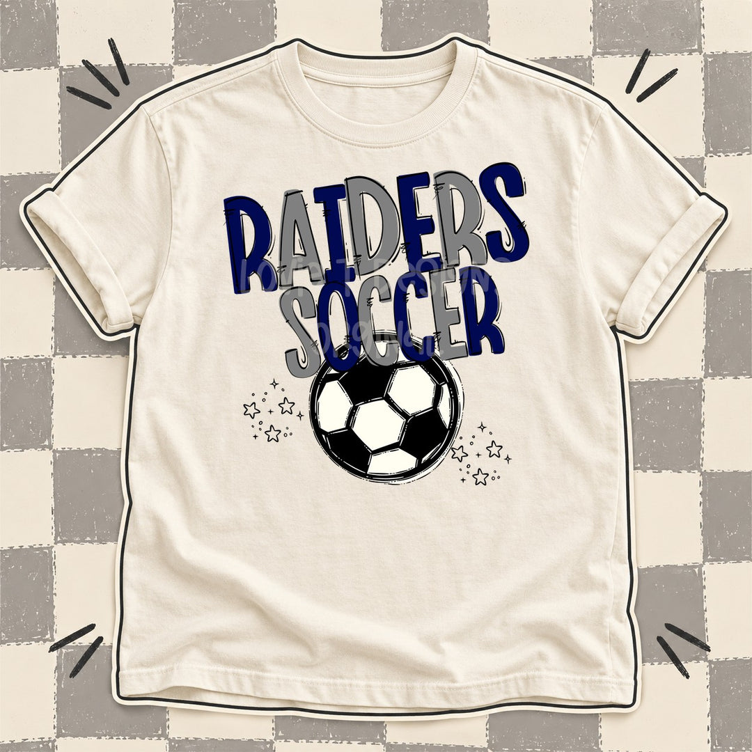 Raiders Navy Gray Team Go Soccer Mascots DTF transfer mockup