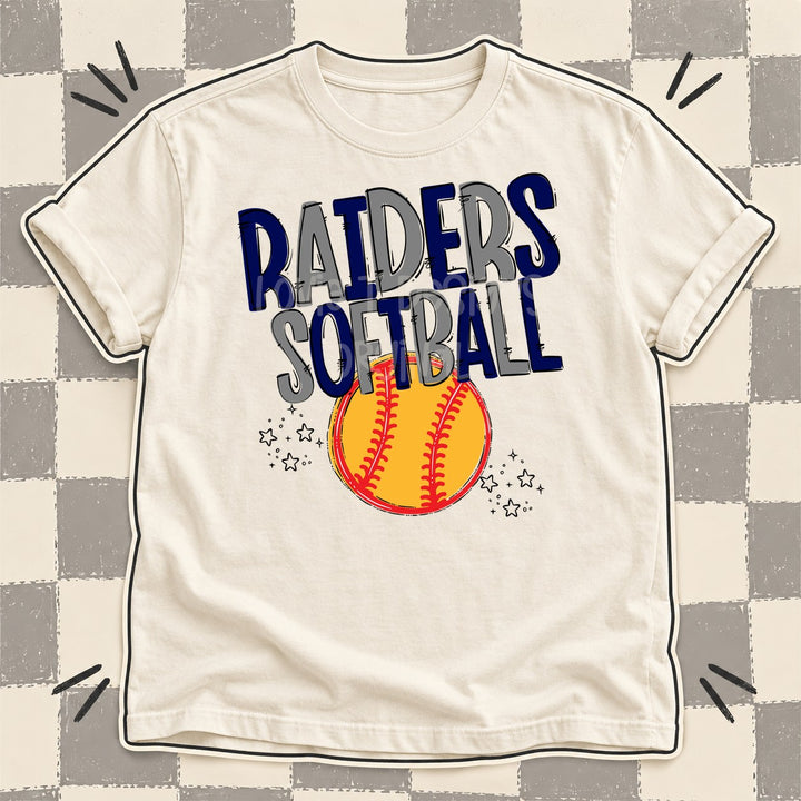 Raiders Navy Gray Team Go Softball Mascots DTF transfer mockup