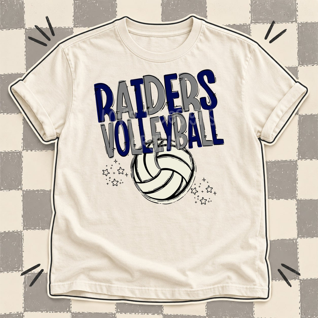 Raiders Navy Gray Team Go Volleyball Mascots DTF transfer mockup