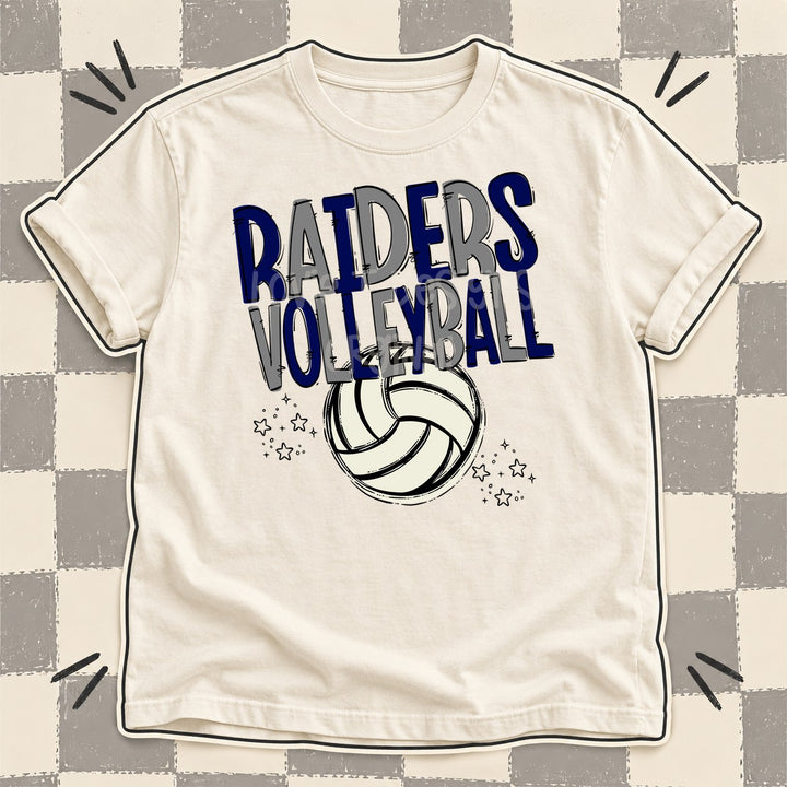 Raiders Navy Gray Team Go Volleyball Mascots DTF transfer mockup