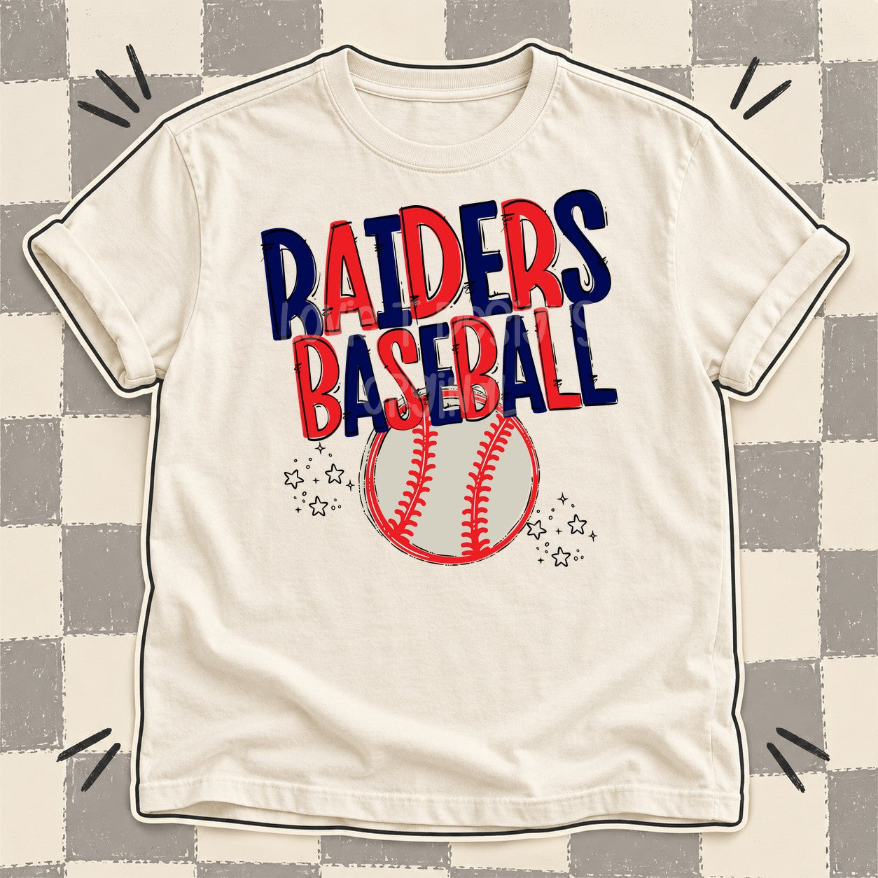 Team Go Baseball Mascots Raiders Navy Red design