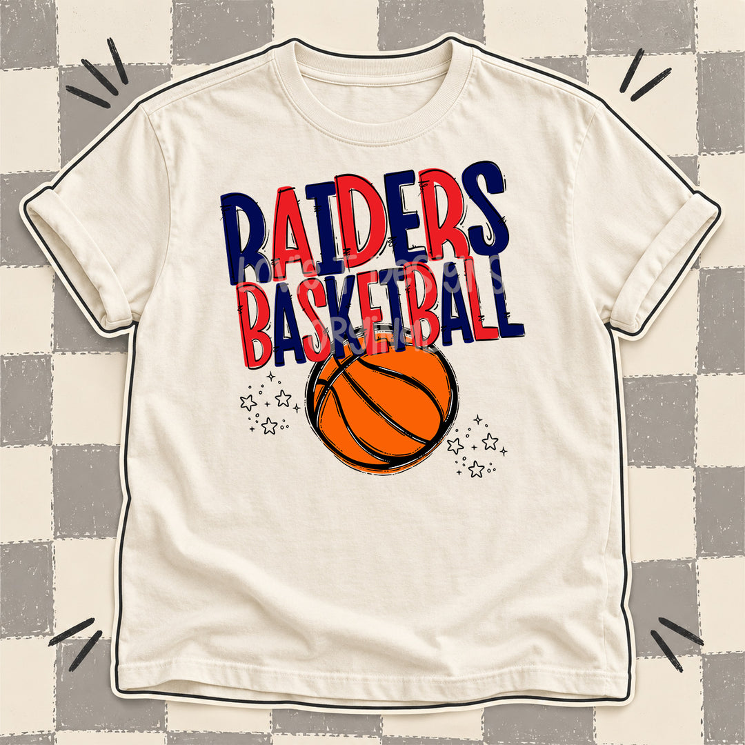 Raiders Navy Red Team Go Basketball Mascots DTF transfer