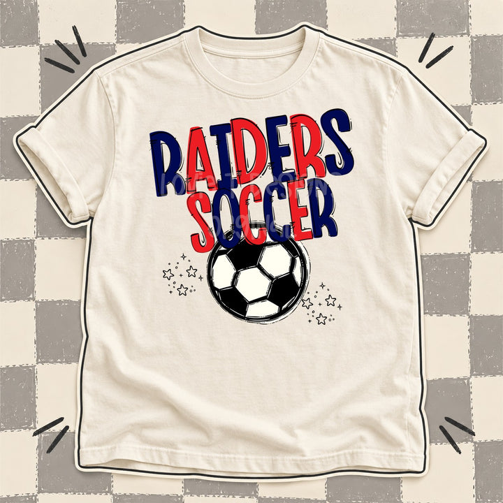 Raiders Navy Red Team Go Soccer Mascots DTF transfer mockup