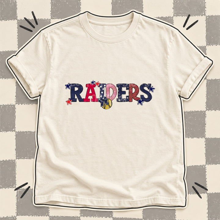 Raiders Navy Red Mixed Doodle Softball Mascots – Mascot Colors DTF transfer mockup