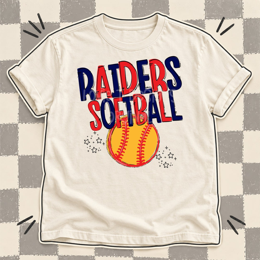 Raiders Navy Red Team Go Softball Mascots DTF transfer mockup