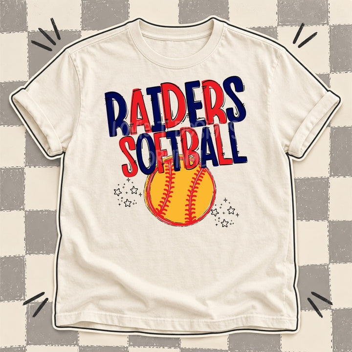 Raiders Navy Red Team Go Softball Mascots DTF transfer mockup