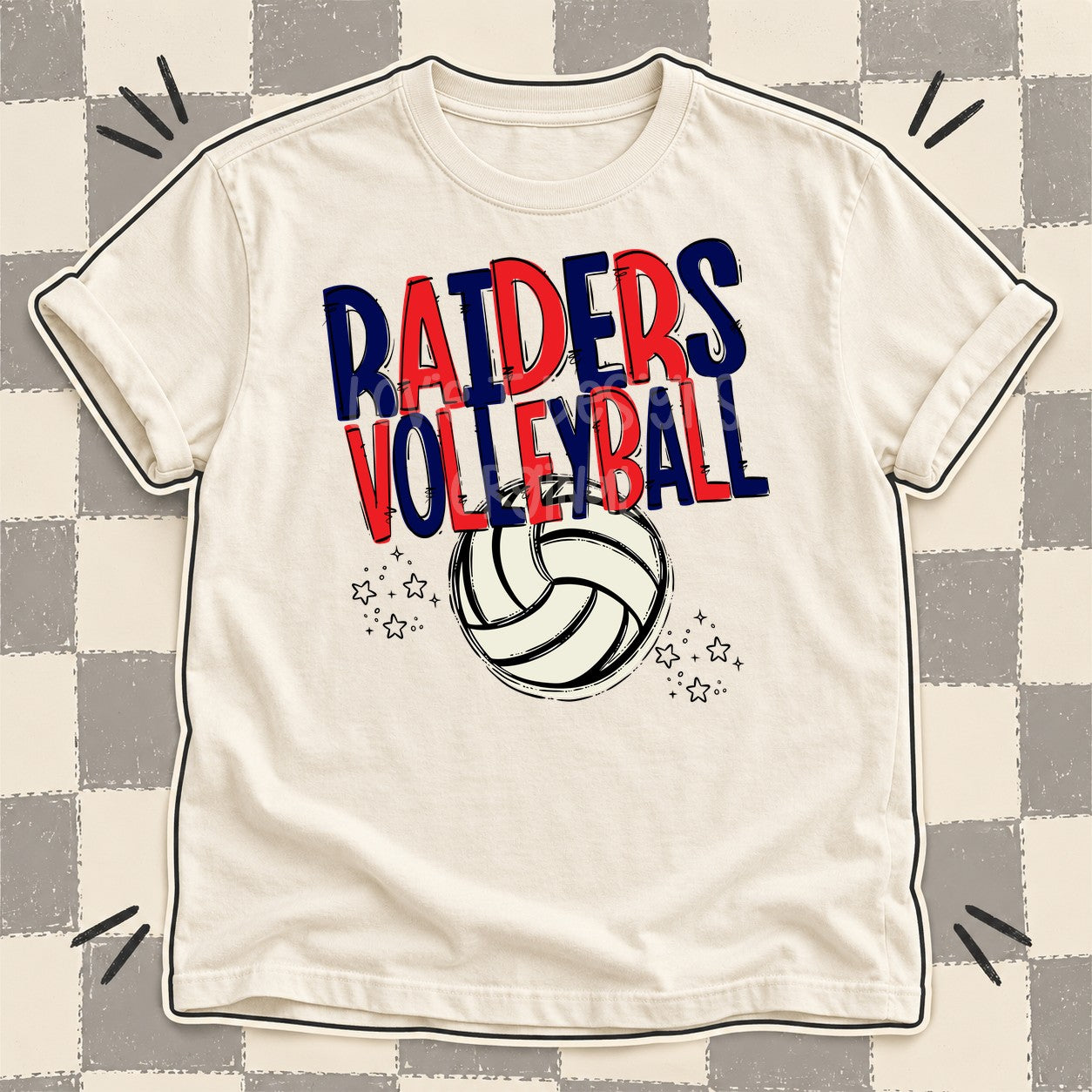 Team Go Volleyball Mascots Raiders Navy Red design