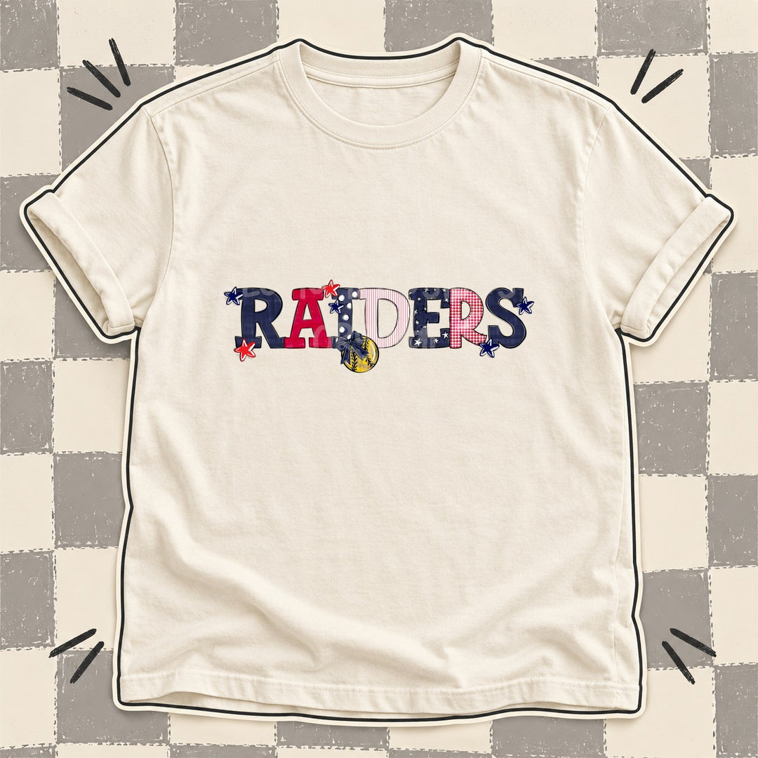 Raiders Navy Red White Mixed Doodle Softball Mascots – Mascot Colors DTF transfer mockup