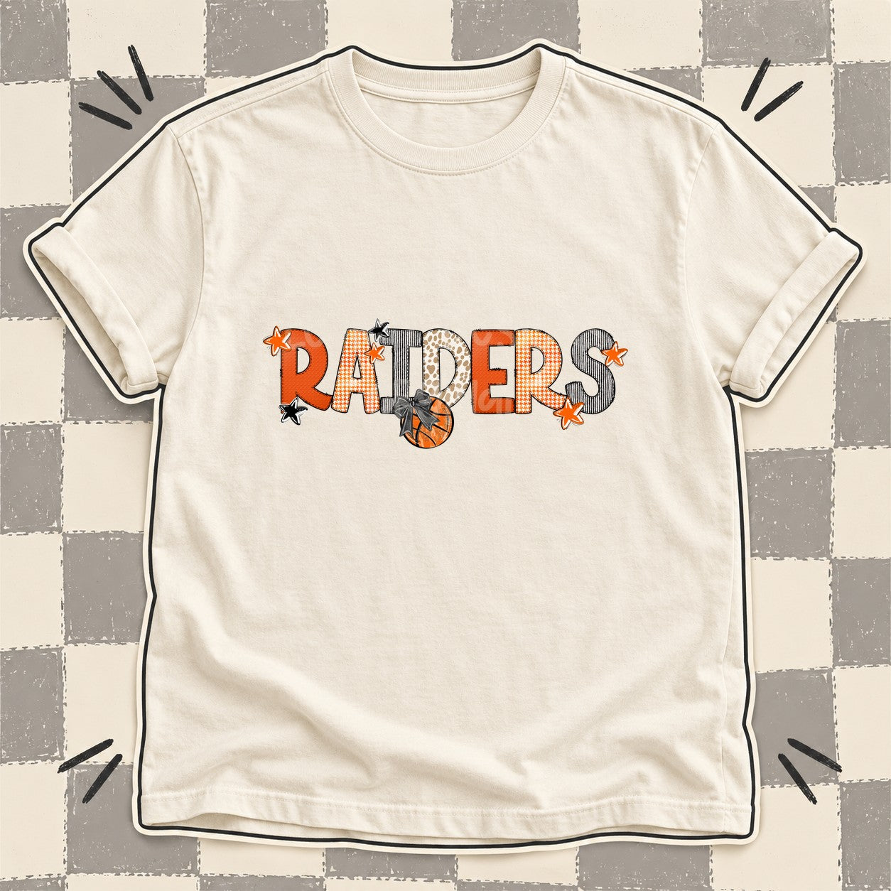 Mixed Doodle Basketball Mascots – Hoops Houndstooth Raiders design