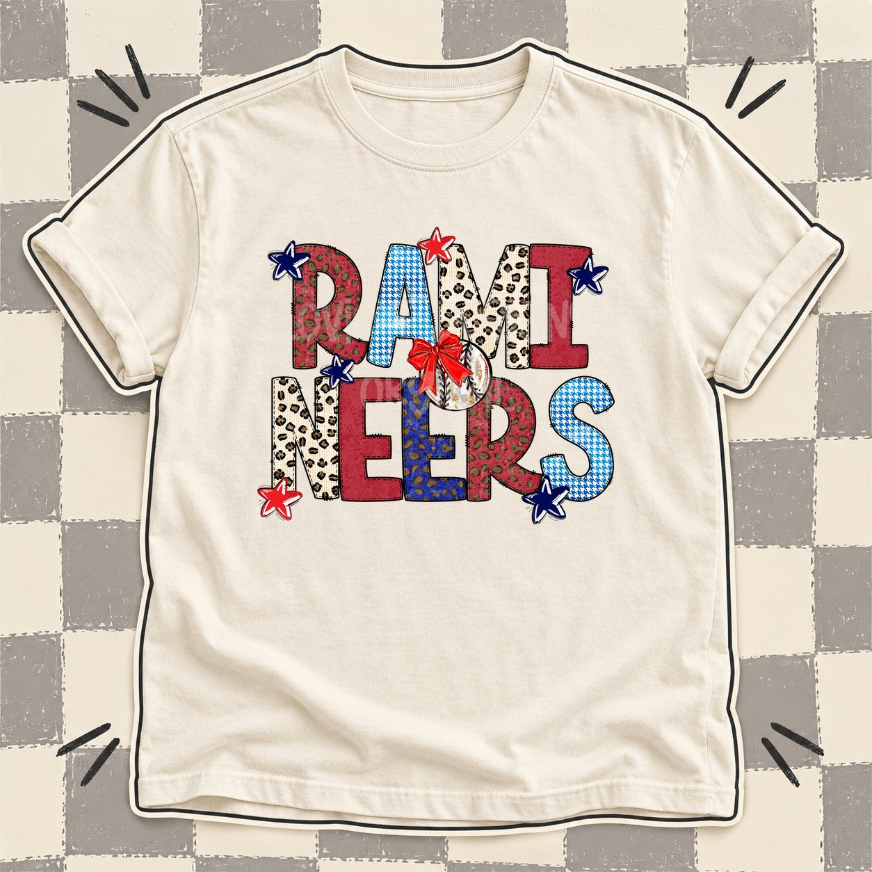 Mixed Doodle Baseball Mascots – Leopard Red Navy Ramineers design