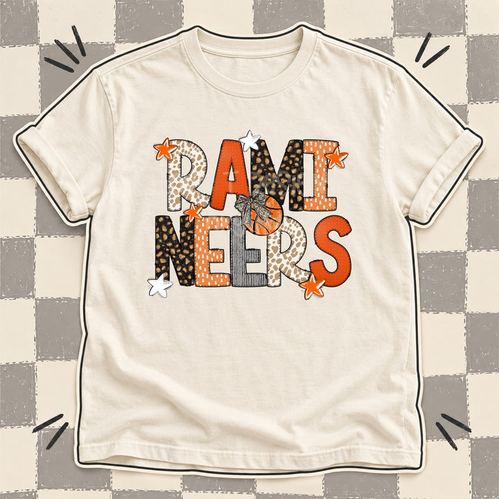 Ramineers Mixed Doodle Basketball Mascots – Orange and Brown DTF transfer mockup