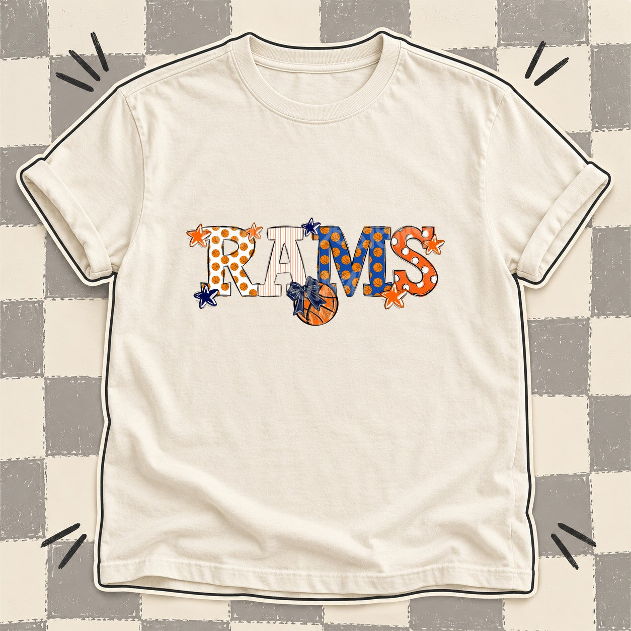 Mixed Doodle Basketball Mascots – Court Classic Rams design