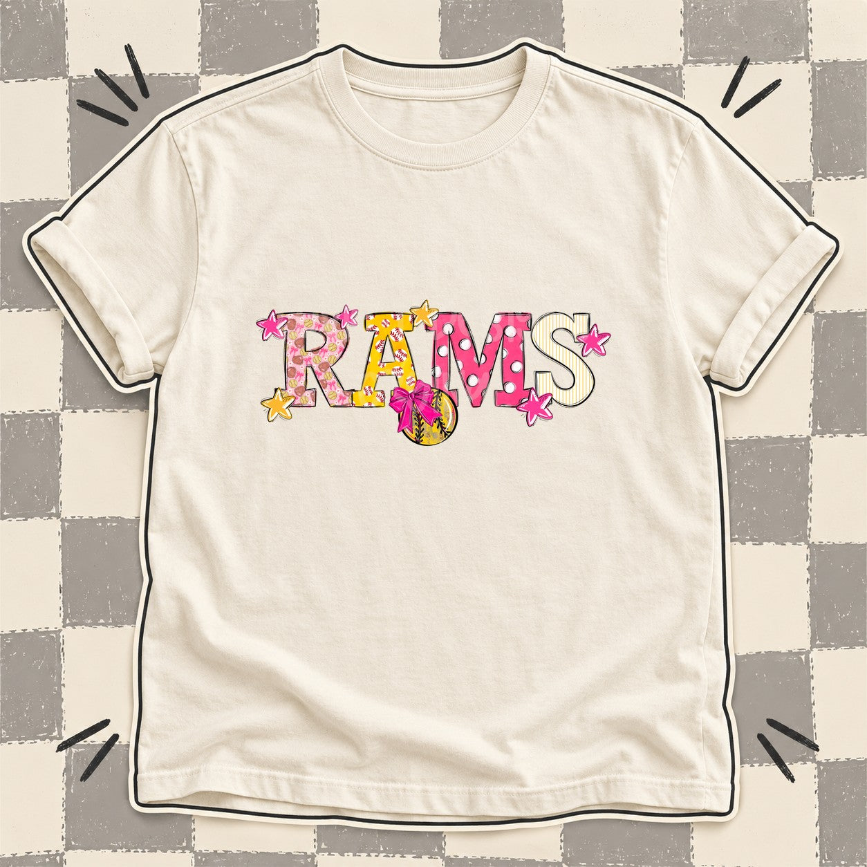 Mixed Doodle Softball Mascots – Sweet Softball Rams design