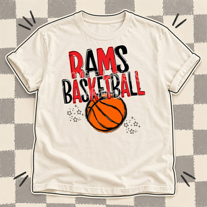 Rams Red Black Team Go Basketball Mascots DTF transfer