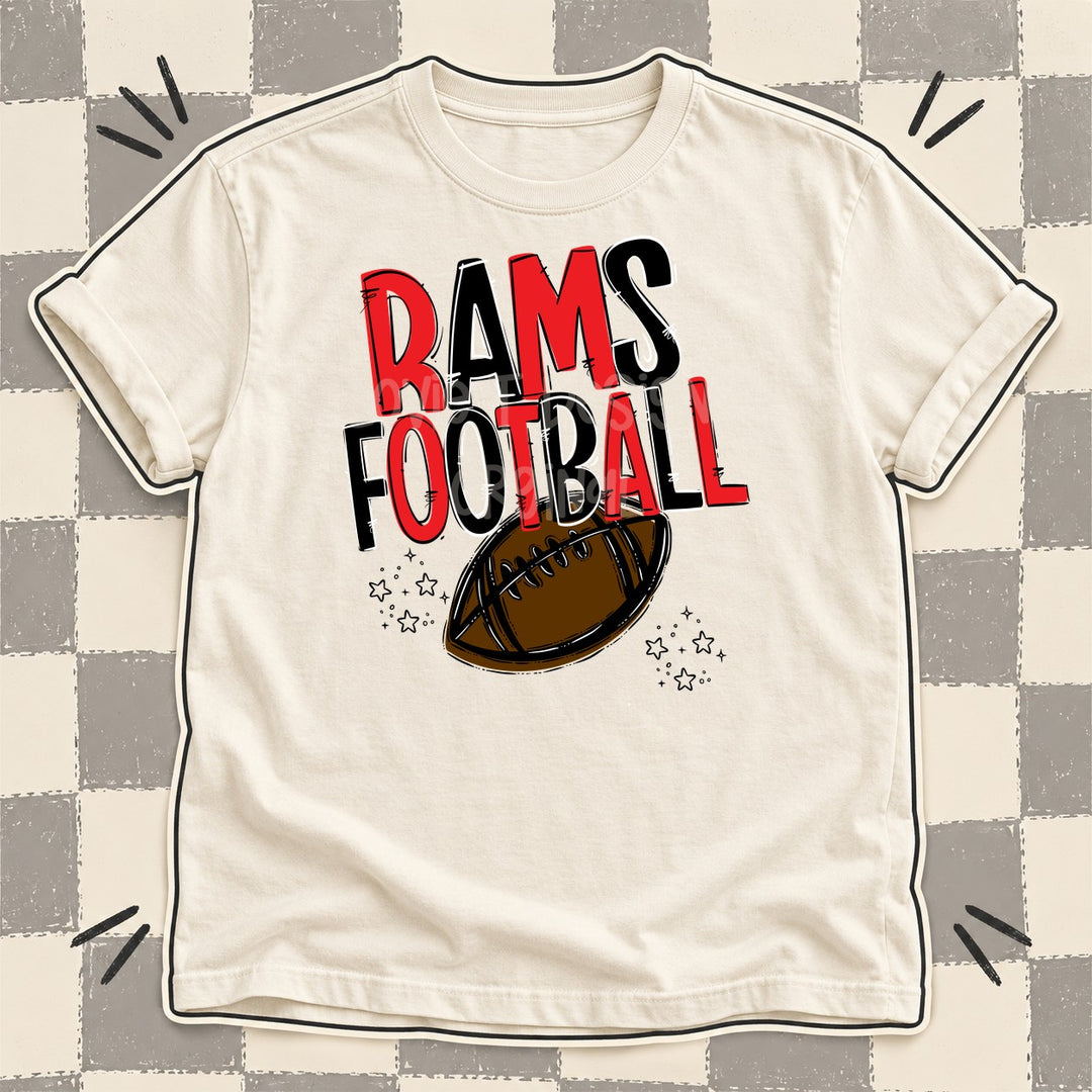 Rams Red Black Team Go Football Mascots DTF transfer mockup
