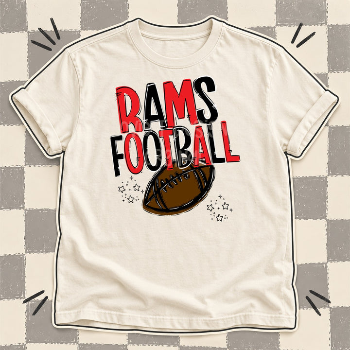 Rams Red Black Team Go Football Mascots DTF transfer mockup