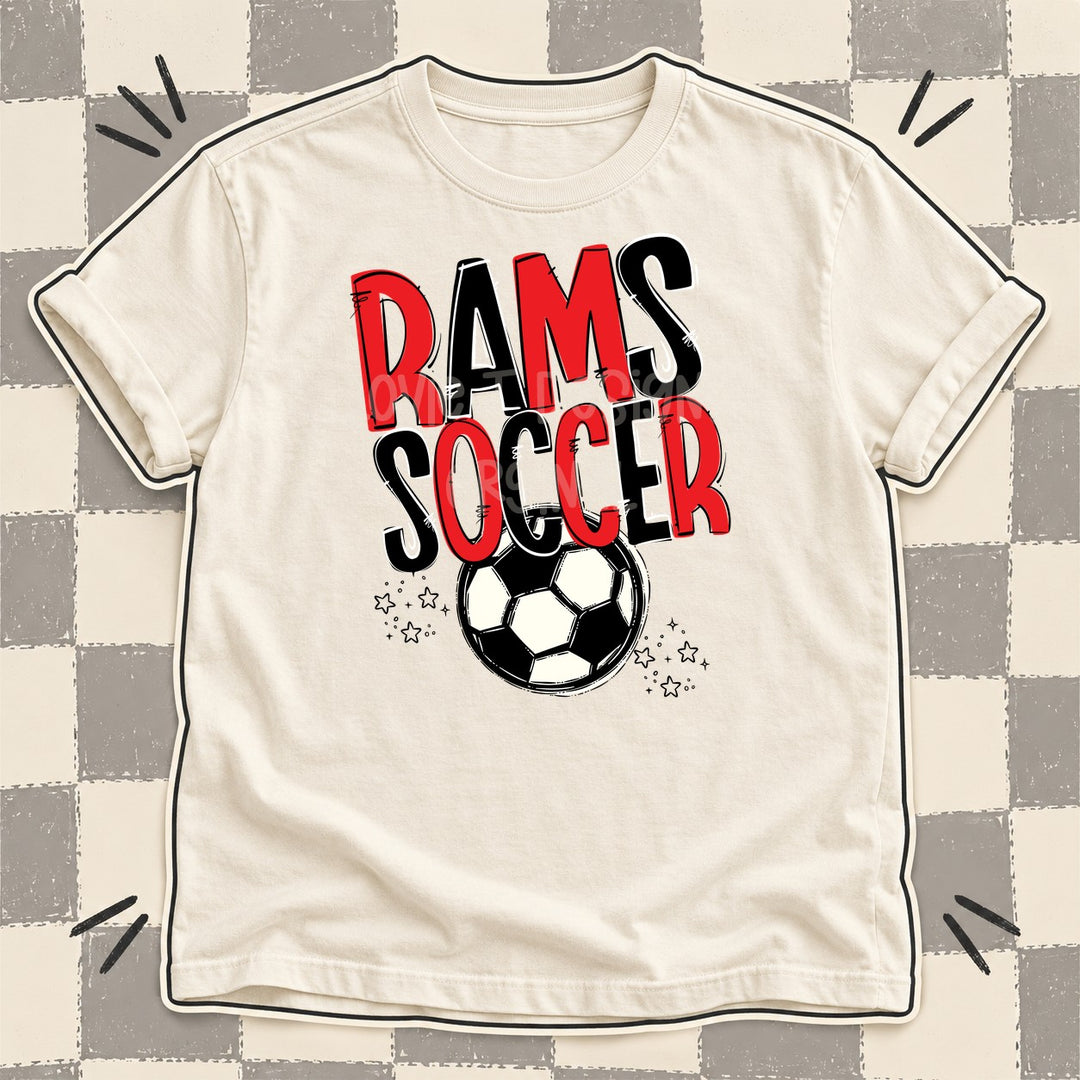 Rams Red Black Team Go Soccer Mascots DTF transfer mockup