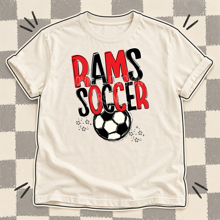 Rams Red Black Team Go Soccer Mascots DTF transfer mockup
