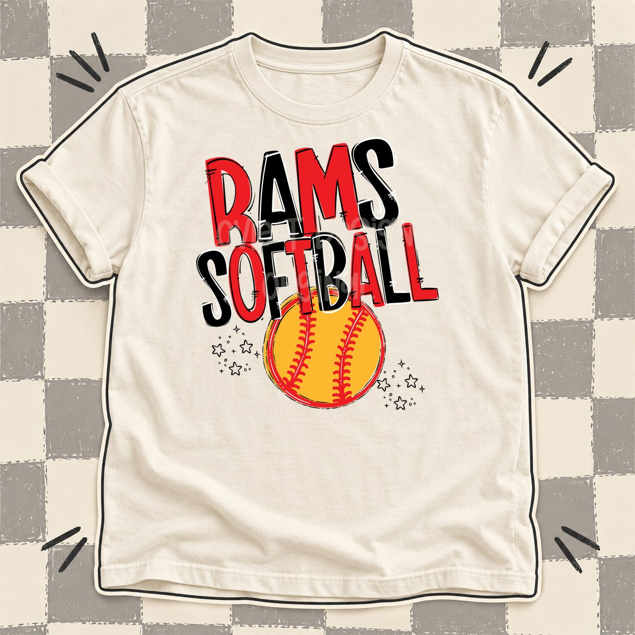 Team Go Softball Mascots Rams Red Black design