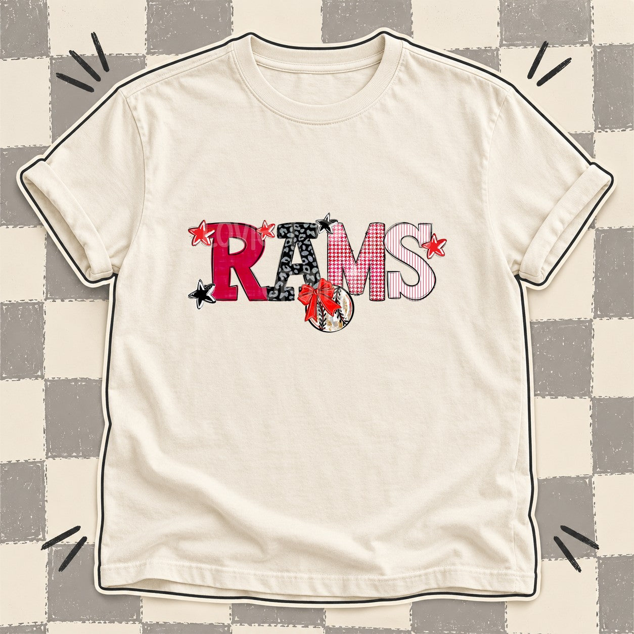 Mixed Doodle Baseball Mascots – Mascot Colors Rams Red Black White design