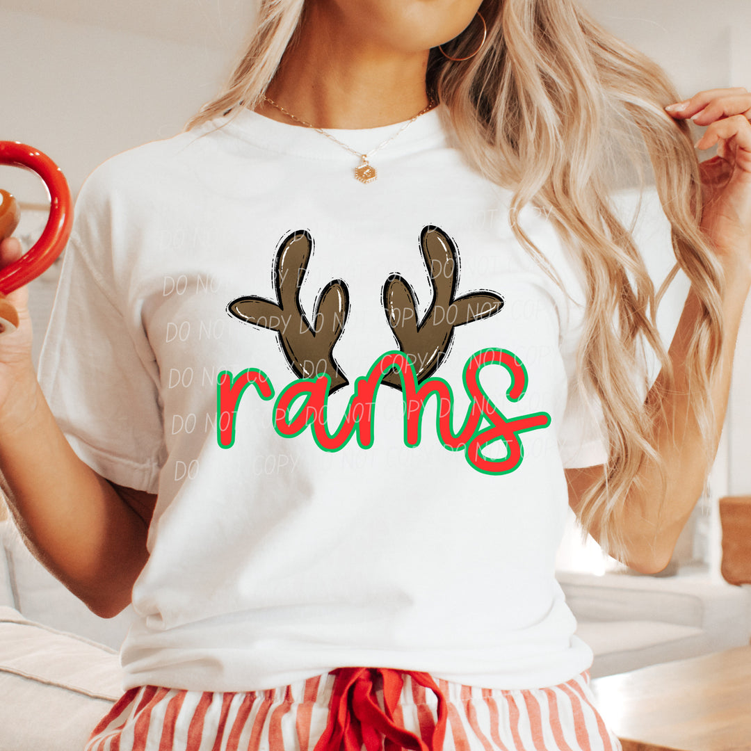 Rams Reindeer mascot DTF transfer