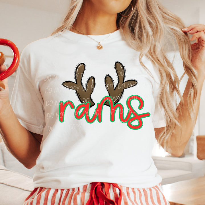 Rams Reindeer mascot DTF transfer