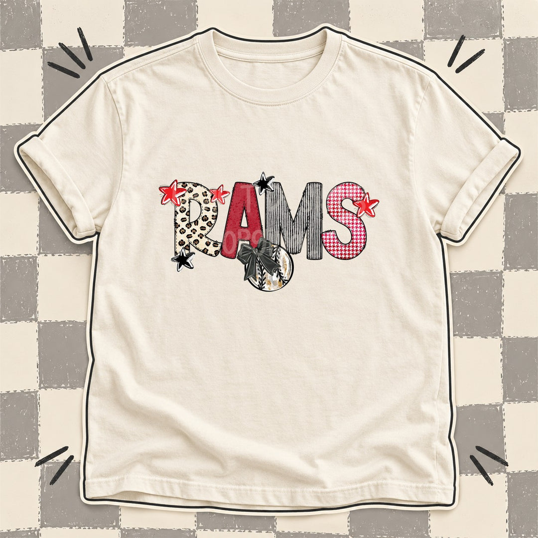Rams Mixed Doodle Baseball Mascots – Stitched Ballpark DTF transfer mockup