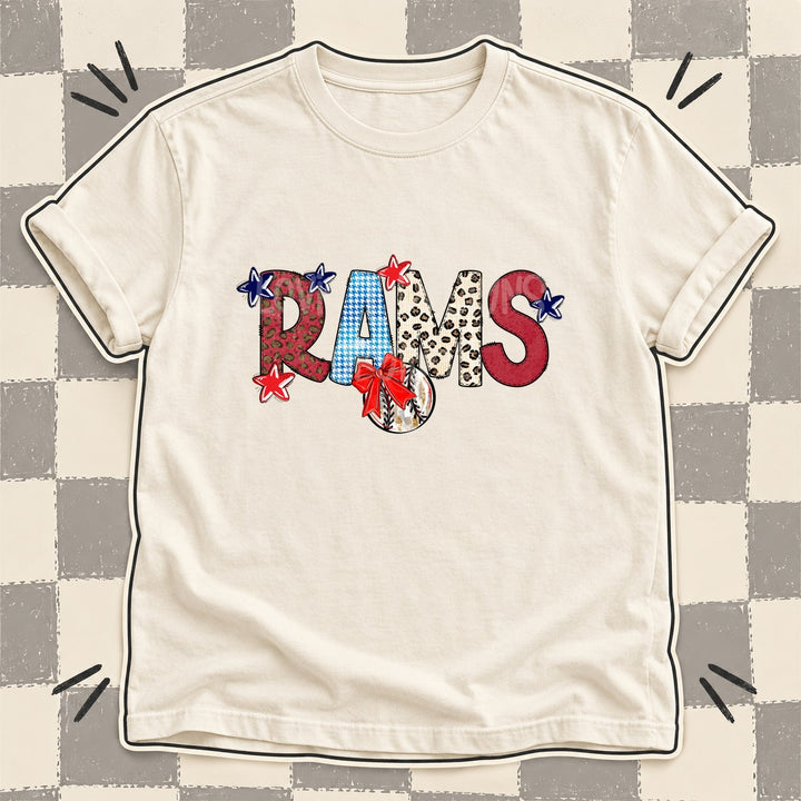 Rams Mixed Doodle Baseball Mascots – Leopard Red Navy DTF transfer mockup