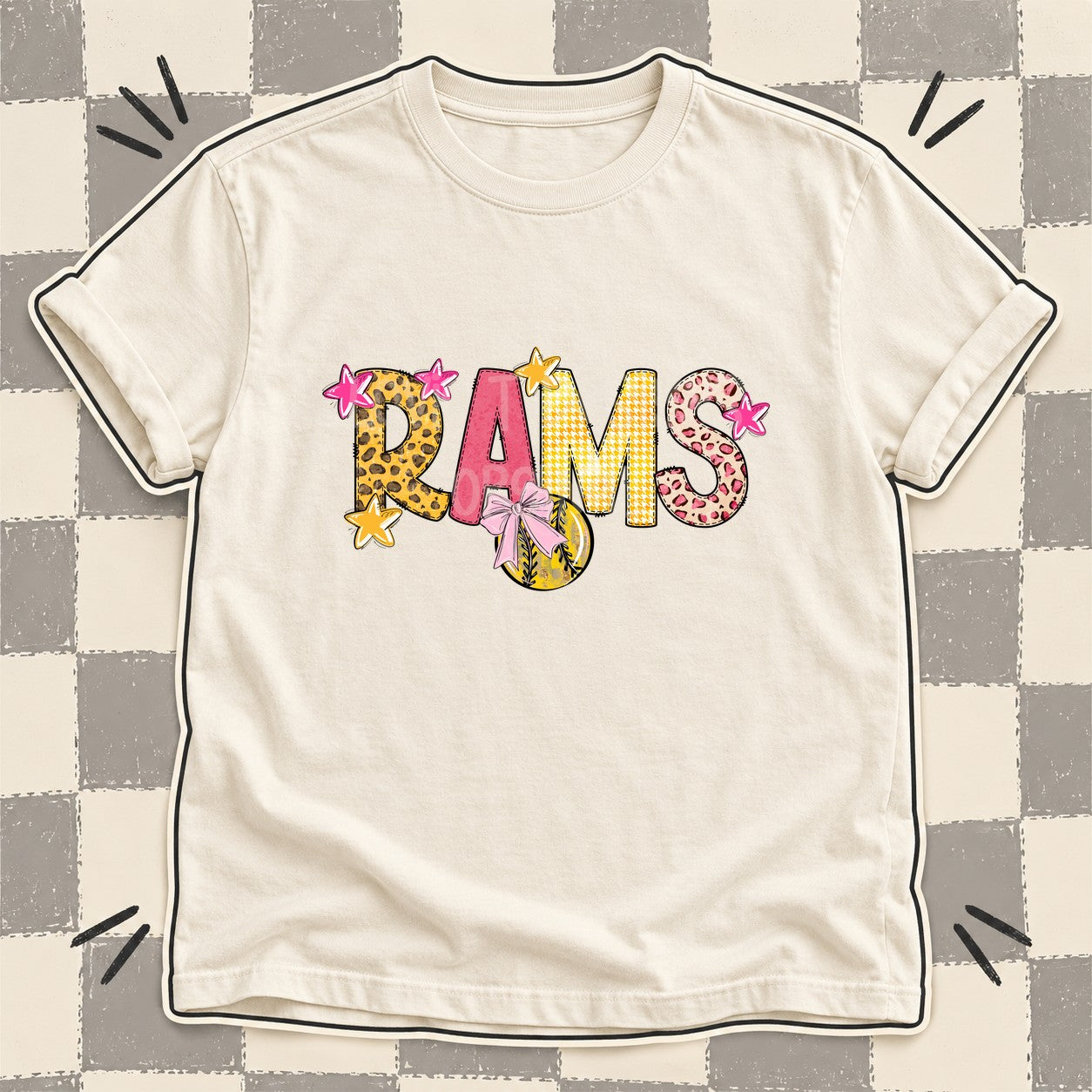 Mixed Doodle Softball Mascots – Sunshine Leopard Rams design