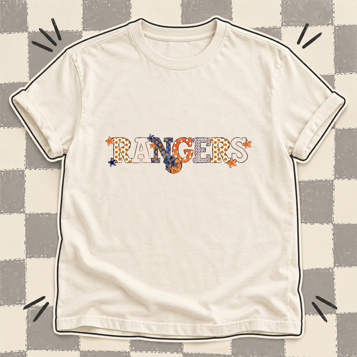 Mixed Doodle Basketball Mascots – Court Classic Rangers design