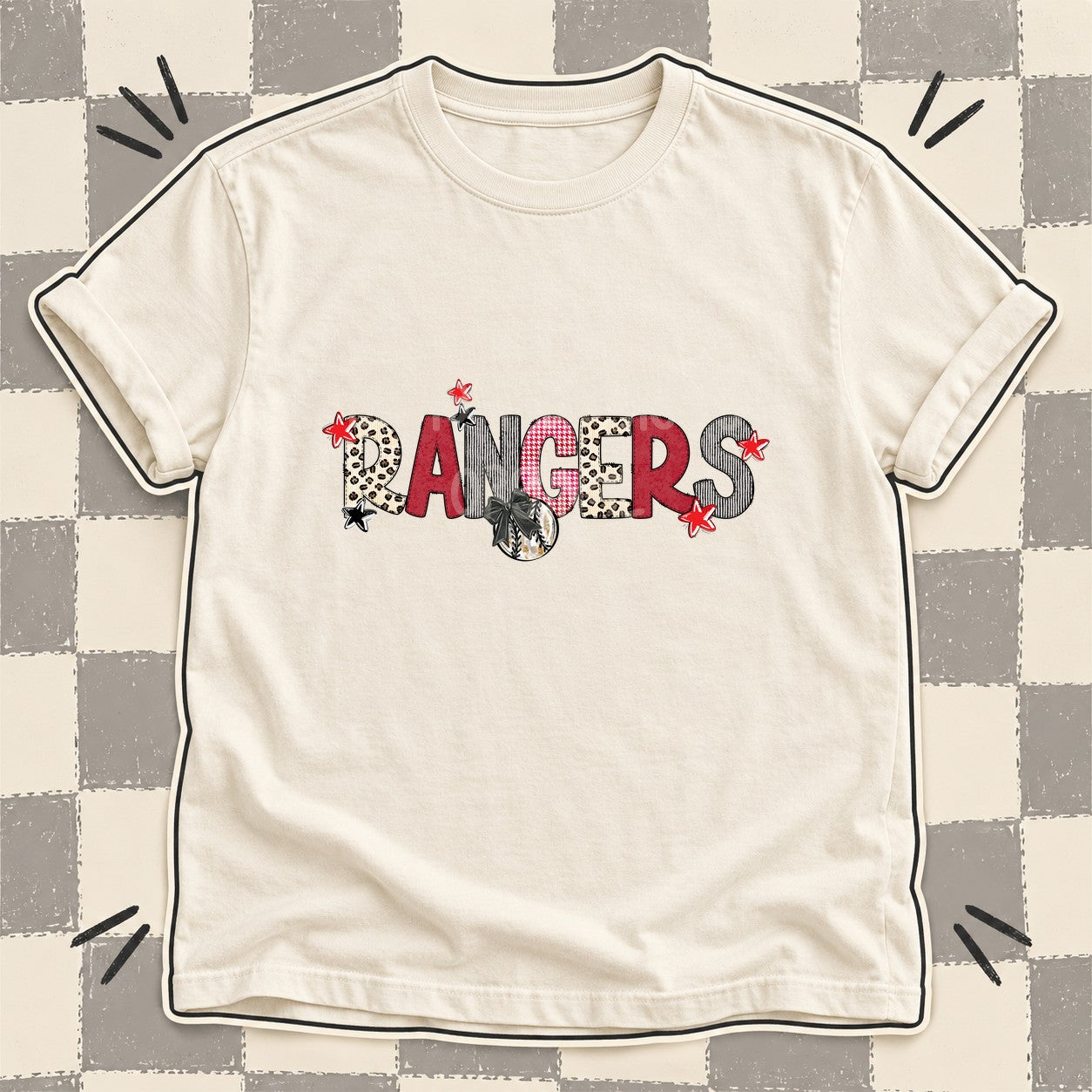 Mixed Doodle Baseball Mascots – Stitched Ballpark Rangers design