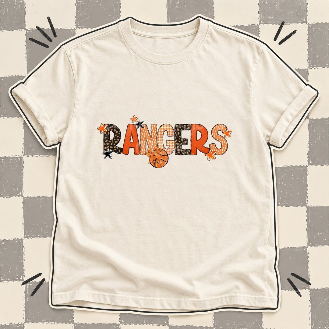Rangers Mixed Doodle Basketball Mascots – Leopard Court DTF transfer mockup