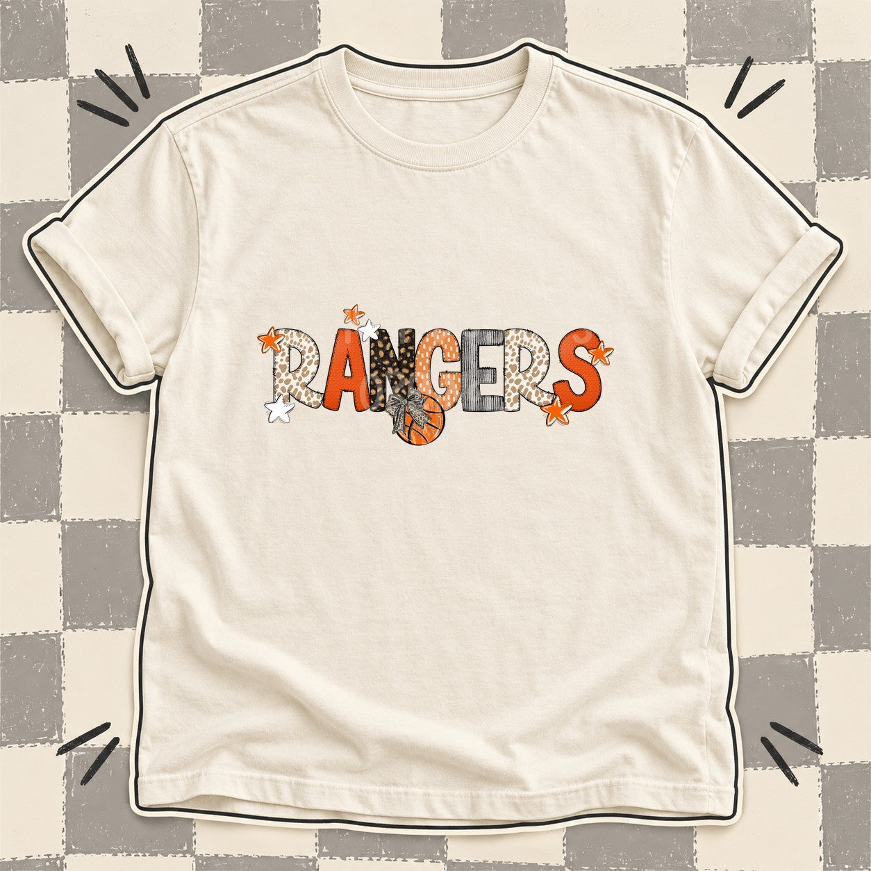 Mixed Doodle Basketball Mascots – Orange and Brown Rangers design