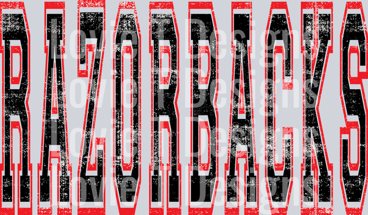 RAZORBACKS BLACK AND RED GRUNGE MASCOT