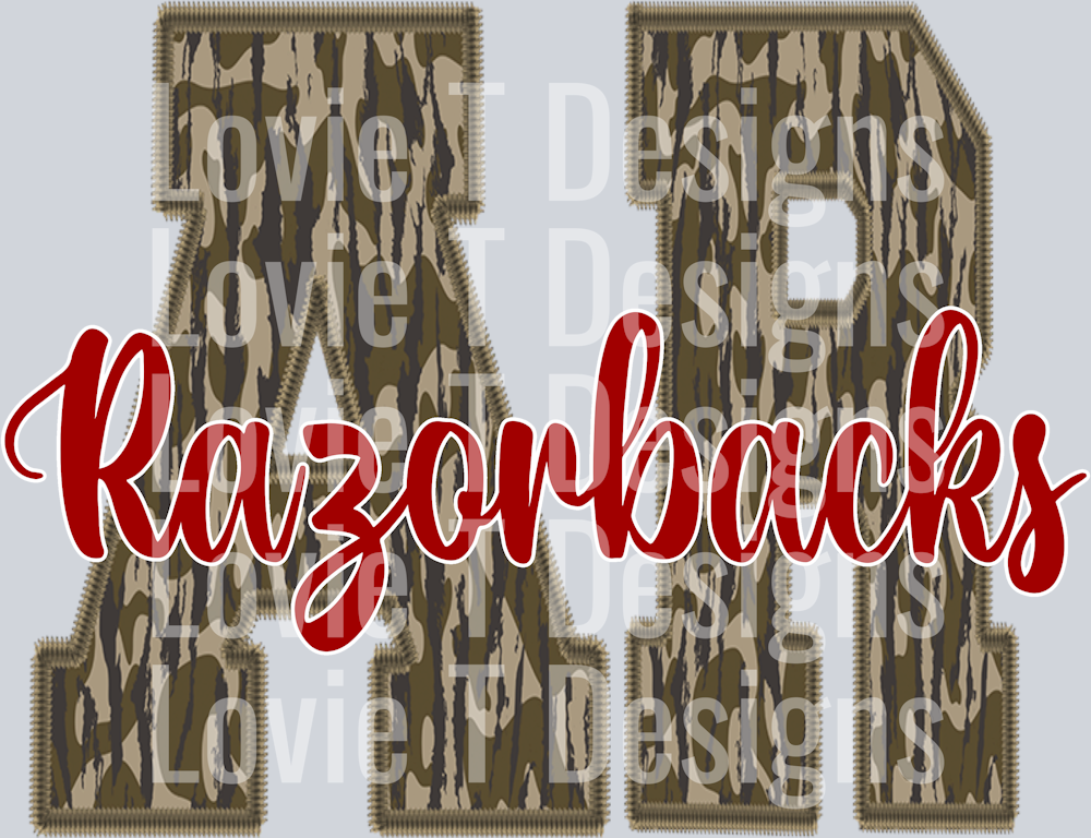 Razorbacks Woodland Camo Initials