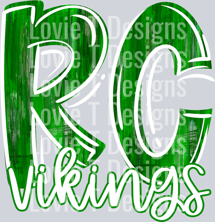 RC VIKINGS GREEN AND WHITE PAINTED LETTERS