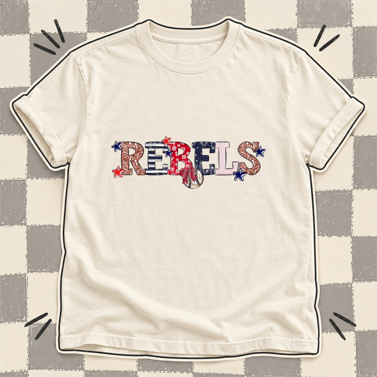 Mixed Doodle Baseball Mascots – Ballpark Classic Rebels design