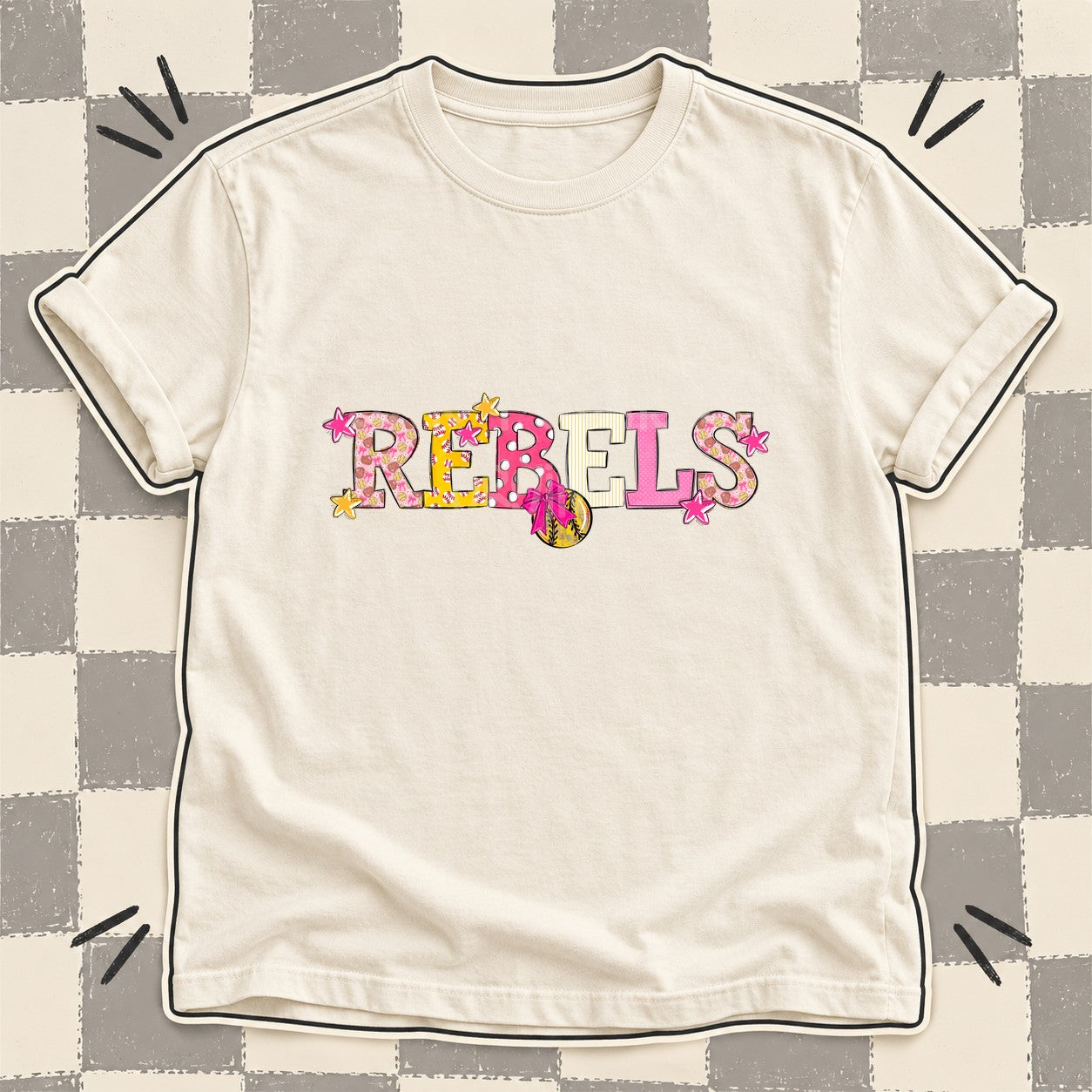 Mixed Doodle Softball Mascots – Sweet Softball Rebels design