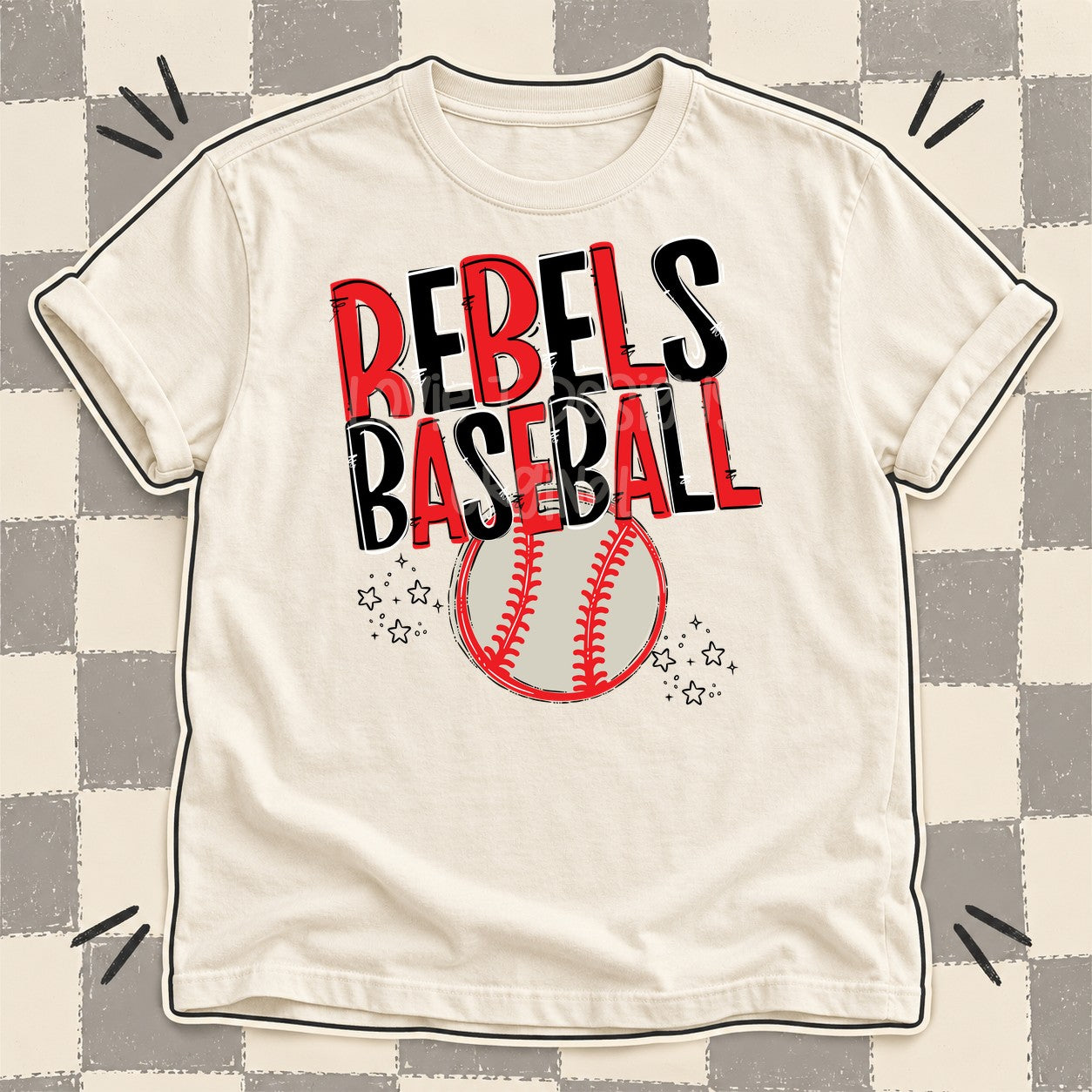 Team Go Baseball Mascots Rebels Red Black design