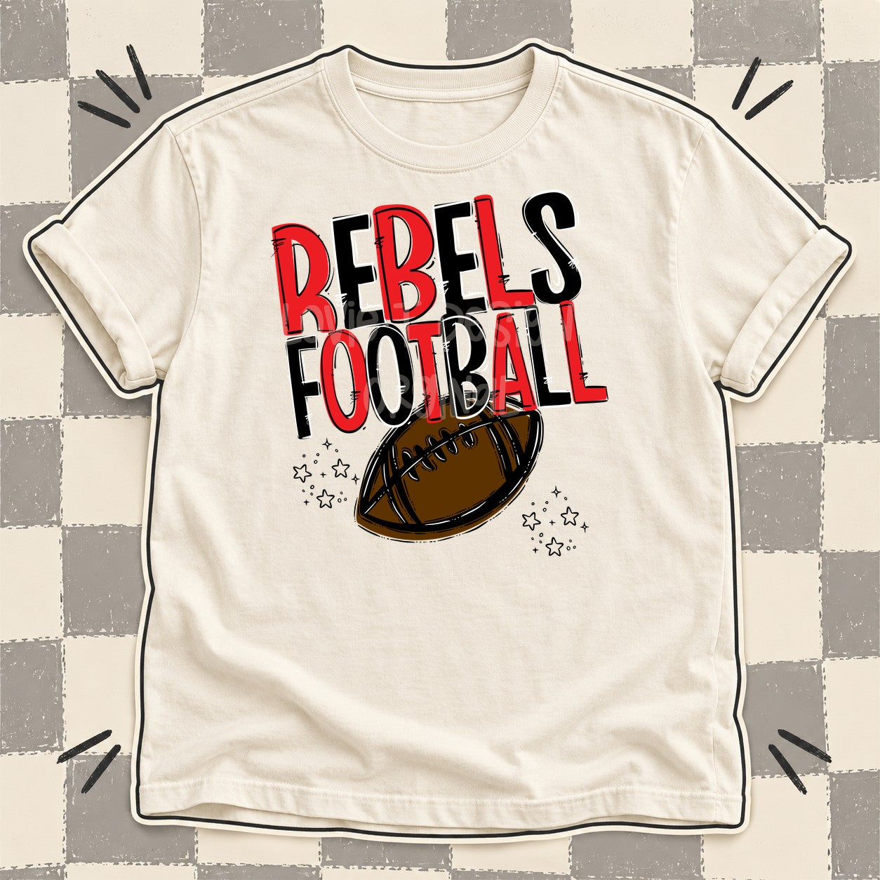 Team Go Football Mascots Rebels Red Black design