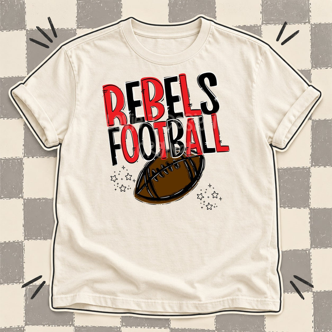 Rebels Red Black Team Go Football Mascots DTF transfer mockup
