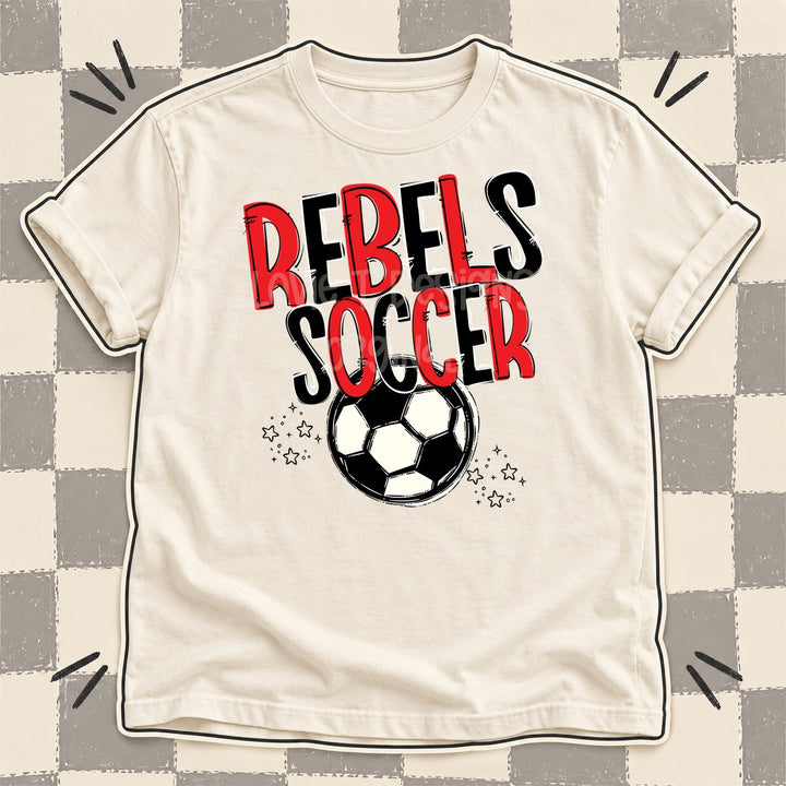 Rebels Red Black Team Go Soccer Mascots DTF transfer mockup