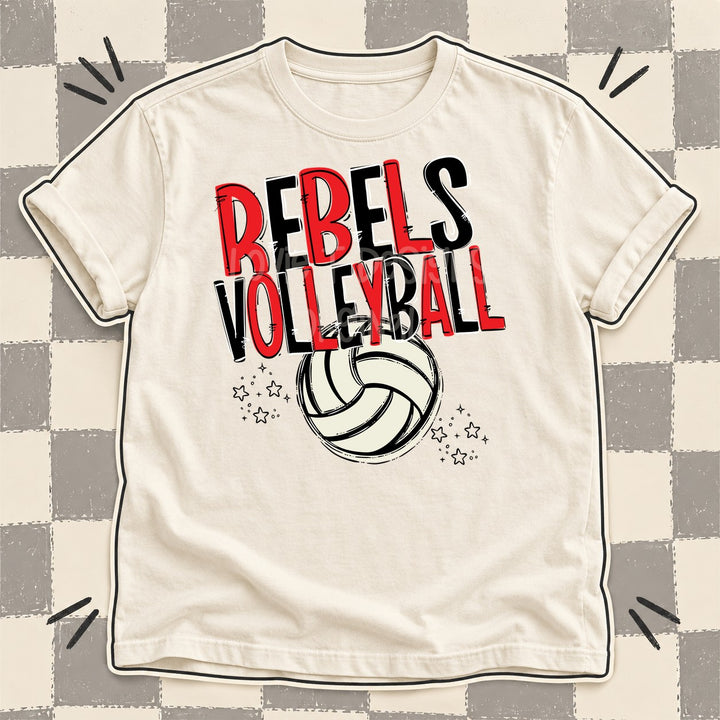 Rebels Red Black Team Go Volleyball Mascots DTF transfer mockup